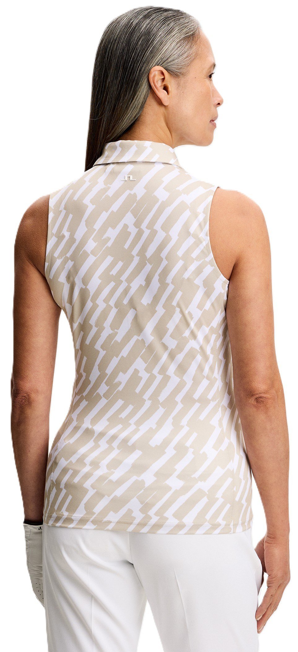 J.Lindeberg Dena Print Sleeveless women's polo, oak island fossil