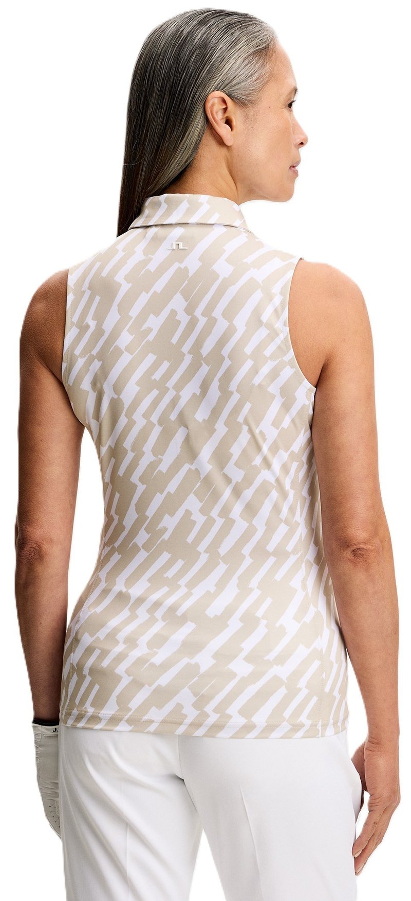 J.Lindeberg Dena Print Sleeveless women's polo, oak island fossil