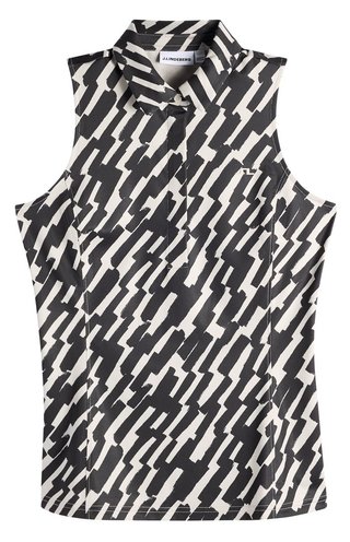 J.Lindeberg Dena Print Sleeveless women's polo, oak moonbeam