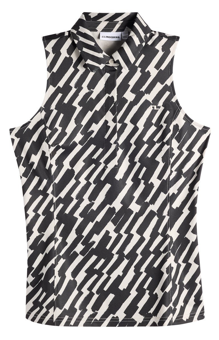 J.Lindeberg Dena Print Sleeveless women's polo, oak moonbeam