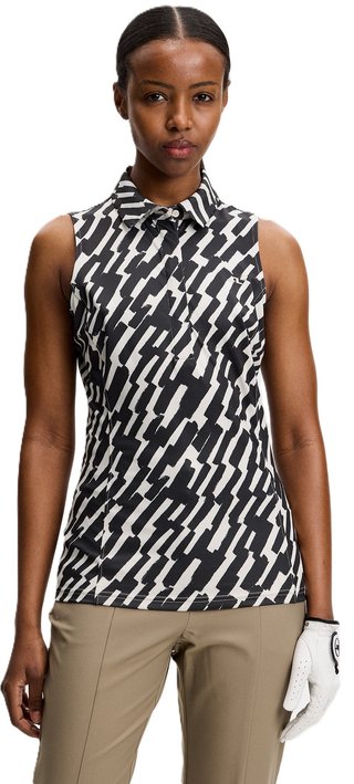 J.Lindeberg Dena Print Sleeveless women's polo, oak moonbeam