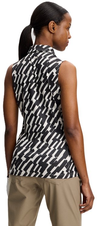 J.Lindeberg Dena Print Sleeveless women's polo, oak moonbeam