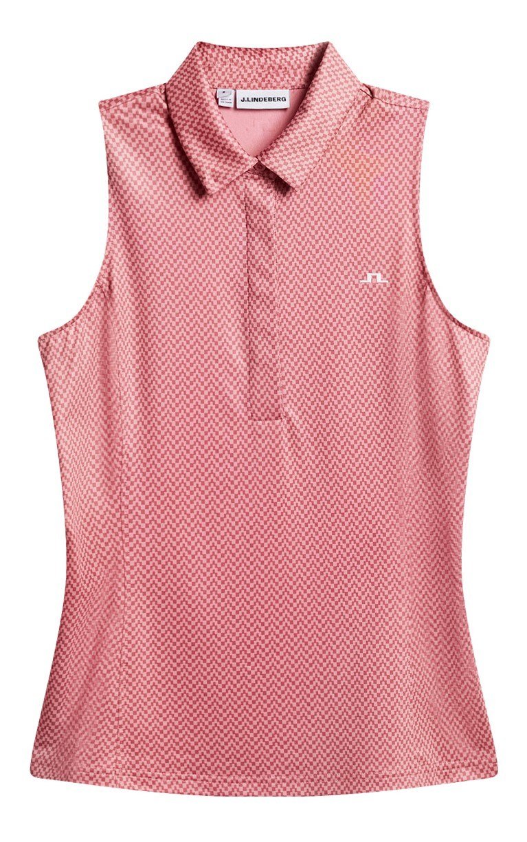 J.Lindeberg Dena Print Sleeveless women's polo, bridge stack rose