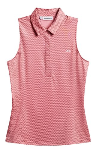 J.Lindeberg Dena Print Sleeveless women's polo, bridge stack rose
