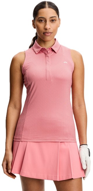 J.Lindeberg Dena Print Sleeveless women's polo, bridge stack rose