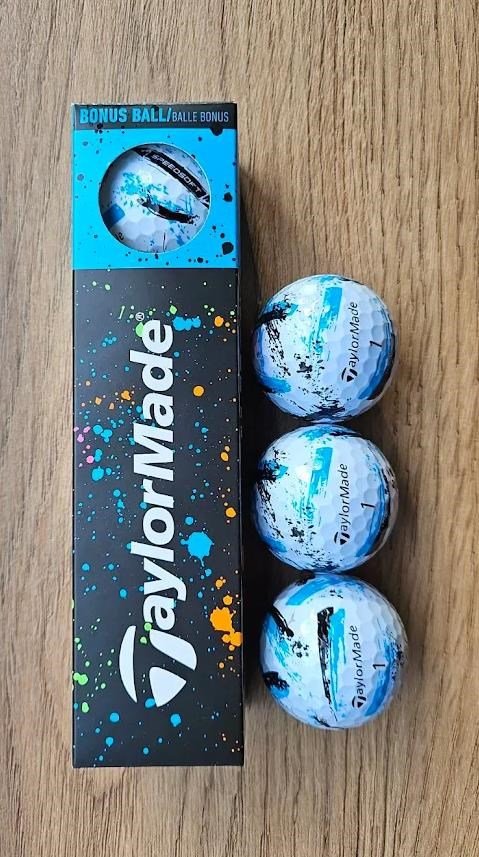 TaylorMade SpeedSoft Ink golf balls, mix colors (blue, green, orange, pink)