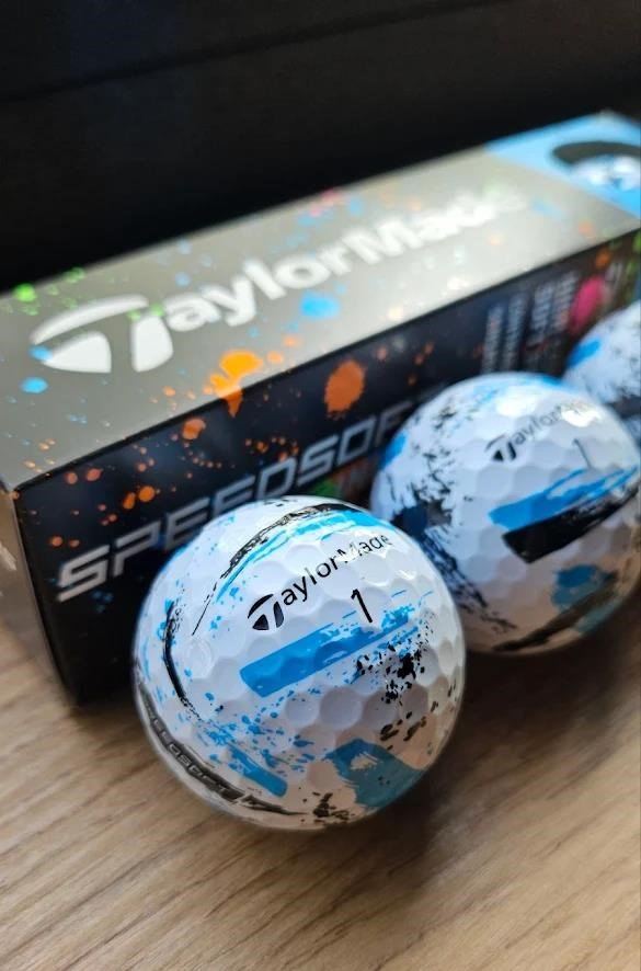 TaylorMade SpeedSoft Ink golf balls, mix colors (blue, green, orange, pink)