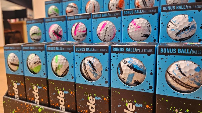 TaylorMade SpeedSoft Ink golf balls, mix colors (blue, green, orange, pink)