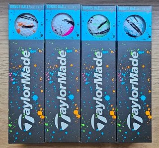 TaylorMade SpeedSoft Ink golf balls, mix colors (blue, green, orange, pink)