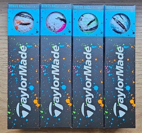TaylorMade SpeedSoft Ink golf balls, mix colors (blue, green, orange, pink)