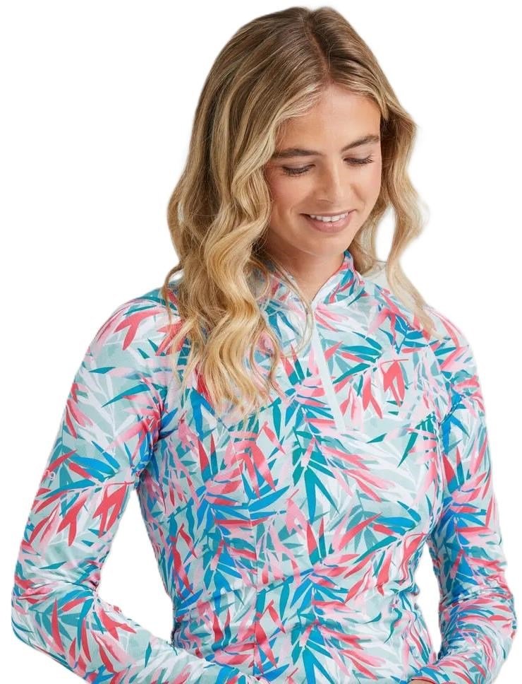 PING Arwen Printed Longsleeve women's polo, tropic retreat