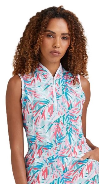 PING Penola Printed Sleeveless women's polo, tropic retreat