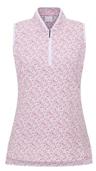 PING Penola Printed Sleeveless women's polo, fuchsia foliage