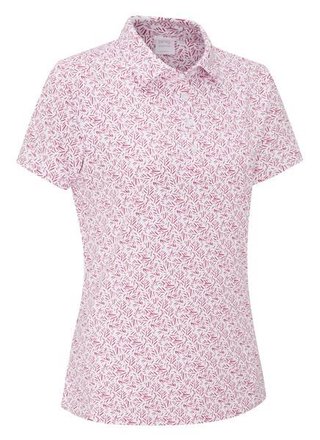 PING Aeria Printed women's polo, fuchsia foliage