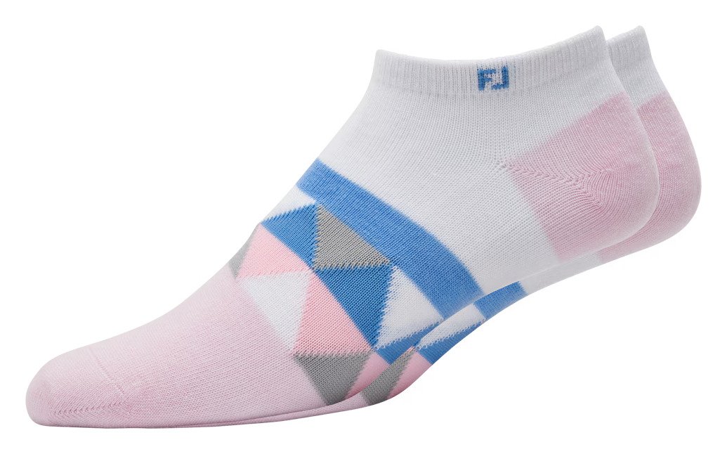 FootJoy ProDry Lightweight Low-Cut Fashion ladies socks, white/light pink/blue