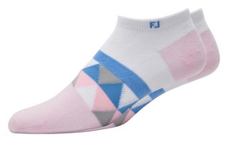 FootJoy ProDry Lightweight Low-Cut Fashion ladies socks, white/light pink/blue