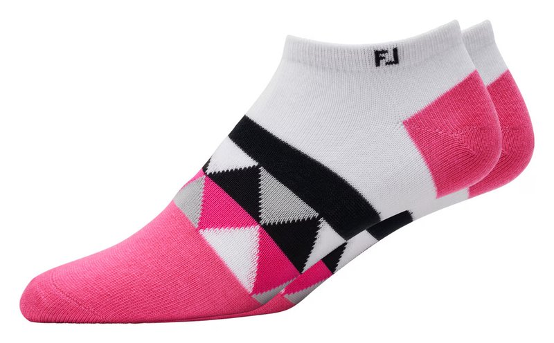 FootJoy ProDry Lightweight Low-Cut Fashion ladies socks, white/hot pink/black
