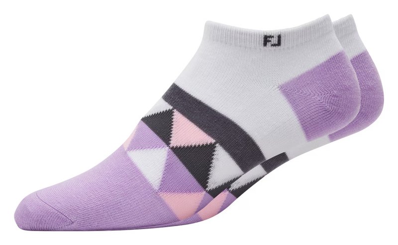 FootJoy ProDry Lightweight Low-Cut Fashion ladies socks, white/purple/grey