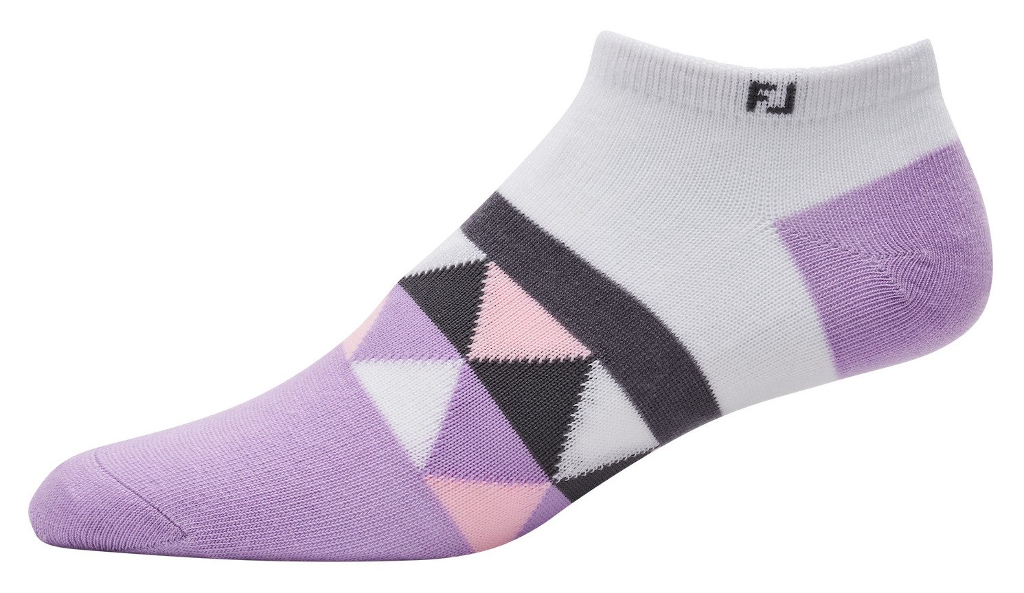 FootJoy ProDry Lightweight Low-Cut Fashion ladies socks, white/purple/grey