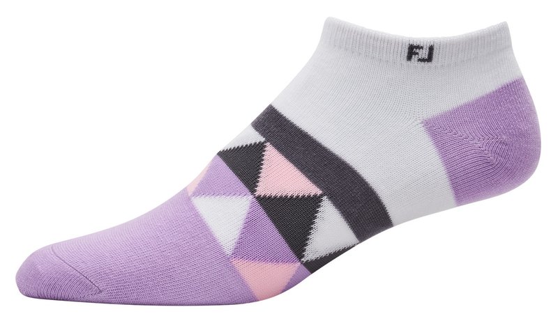 FootJoy ProDry Lightweight Low-Cut Fashion ladies socks, white/purple/grey