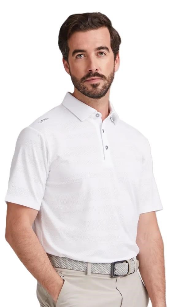 PING Claude Camo Mesh men's polo, white