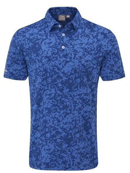 PING Marek Camo Jacquard men's polo, bright cobalt multi