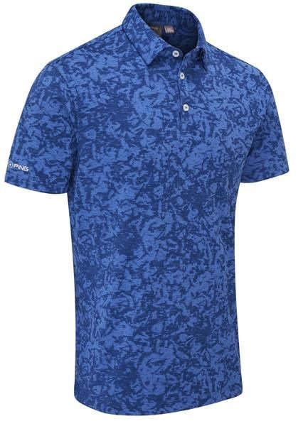 PING Marek Camo Jacquard men's polo, bright cobalt multi