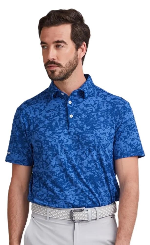 PING Marek Camo Jacquard men's polo, bright cobalt multi