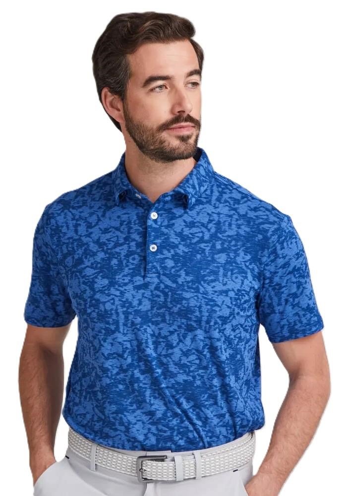 PING Marek Camo Jacquard men's polo, bright cobalt multi