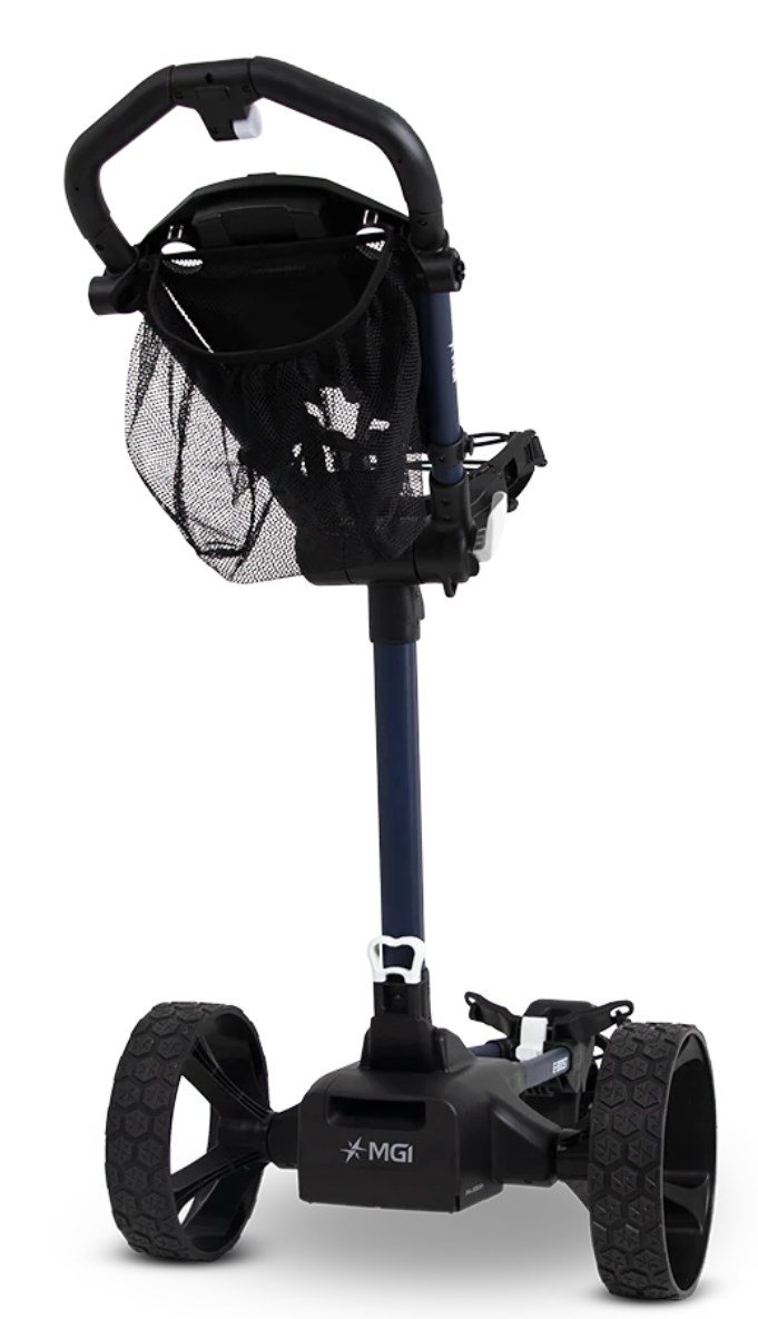 MGI E-Boost hybrid golf trolley 2026, matt navy