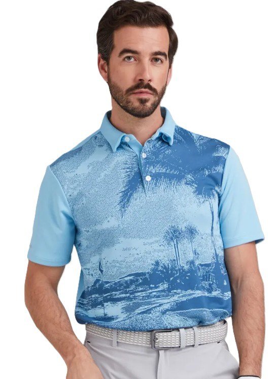 PING Tiago mens polo, baltic sea multi