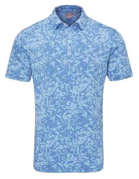 PING Marek Camo Jacquard men's polo, baltic sea multi