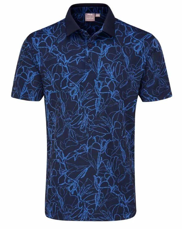 PING Orlando mens polo, navy/bright cobalt