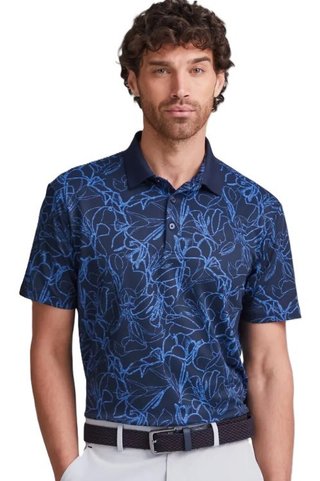 PING Orlando mens polo, navy/bright cobalt