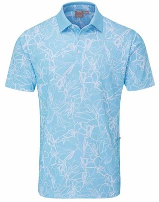 PING Orlando mens polo, baltic sea/white