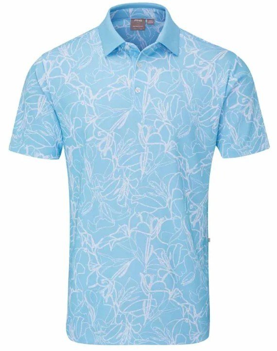 PING Orlando mens polo, baltic sea/white