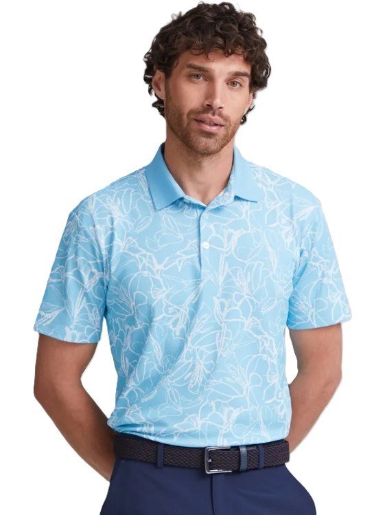 PING Orlando mens polo, baltic sea/white