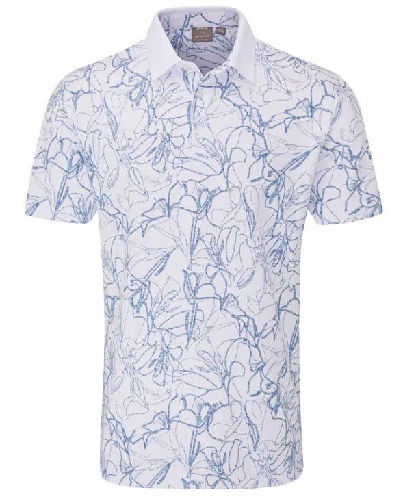 PING Orlando mens polo, white/stellar