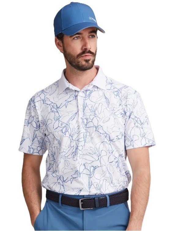 PING Orlando mens polo, white/stellar