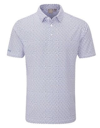 PING Ephron Printed men's polo, white/pink haze multi
