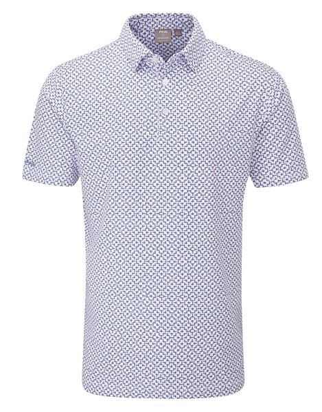 PING Ephron Printed men's polo, white/pink haze multi