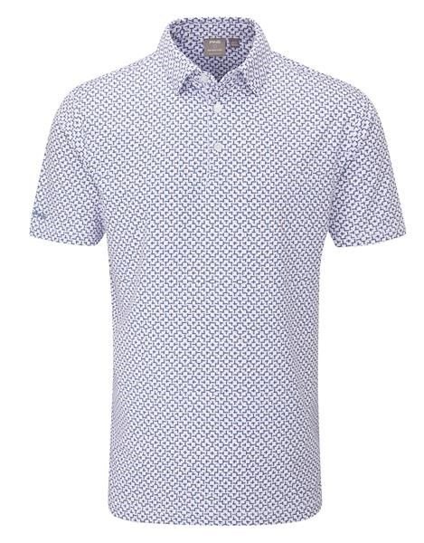 PING Ephron Printed men's polo, white/pink haze multi