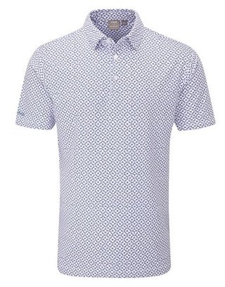 PING Ephron Printed men's polo, white/pink haze multi