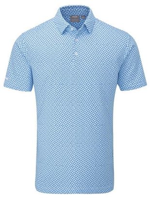 PING Ephron Printed mens polo, baltic sea multi