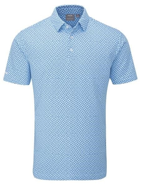 PING Ephron Printed mens polo, baltic sea multi