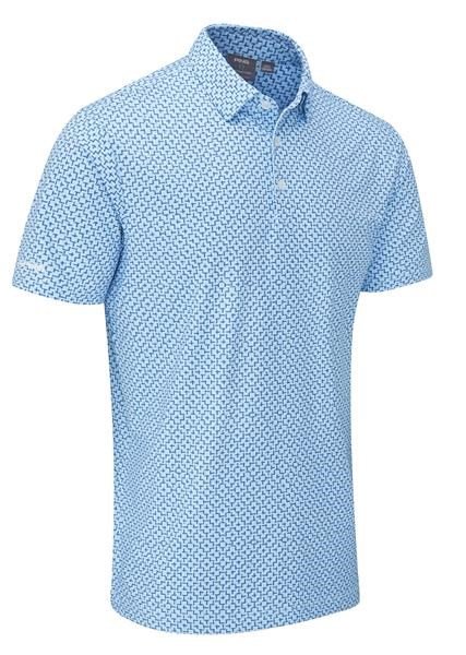 PING Ephron Printed mens polo, baltic sea multi