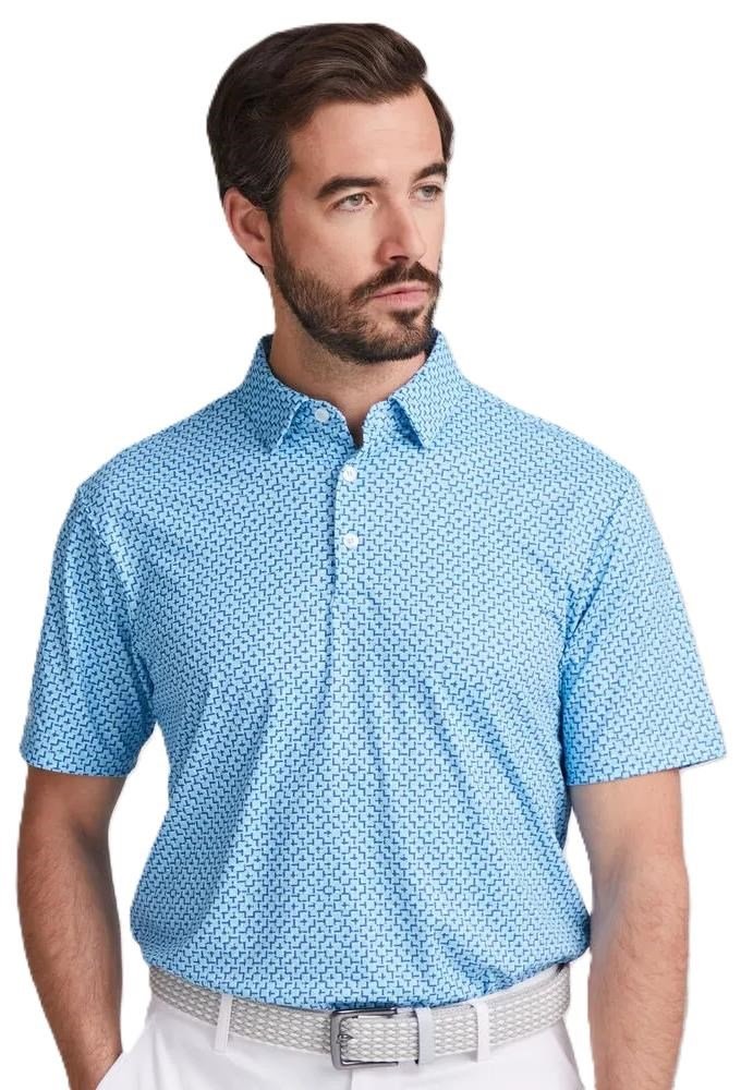 PING Ephron Printed mens polo, baltic sea multi