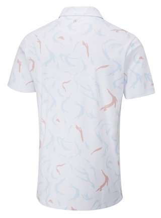 PING Ephron Printed mens polo, white/wild salmon multi