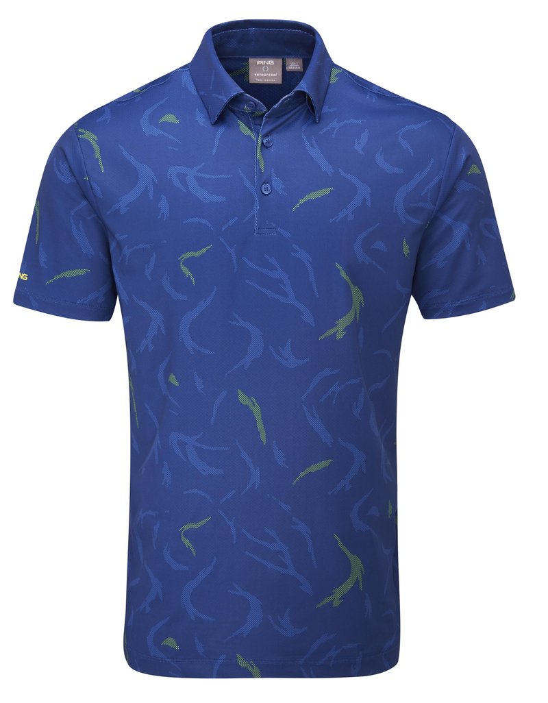 PING Ephron Printed mens polo, inky multi