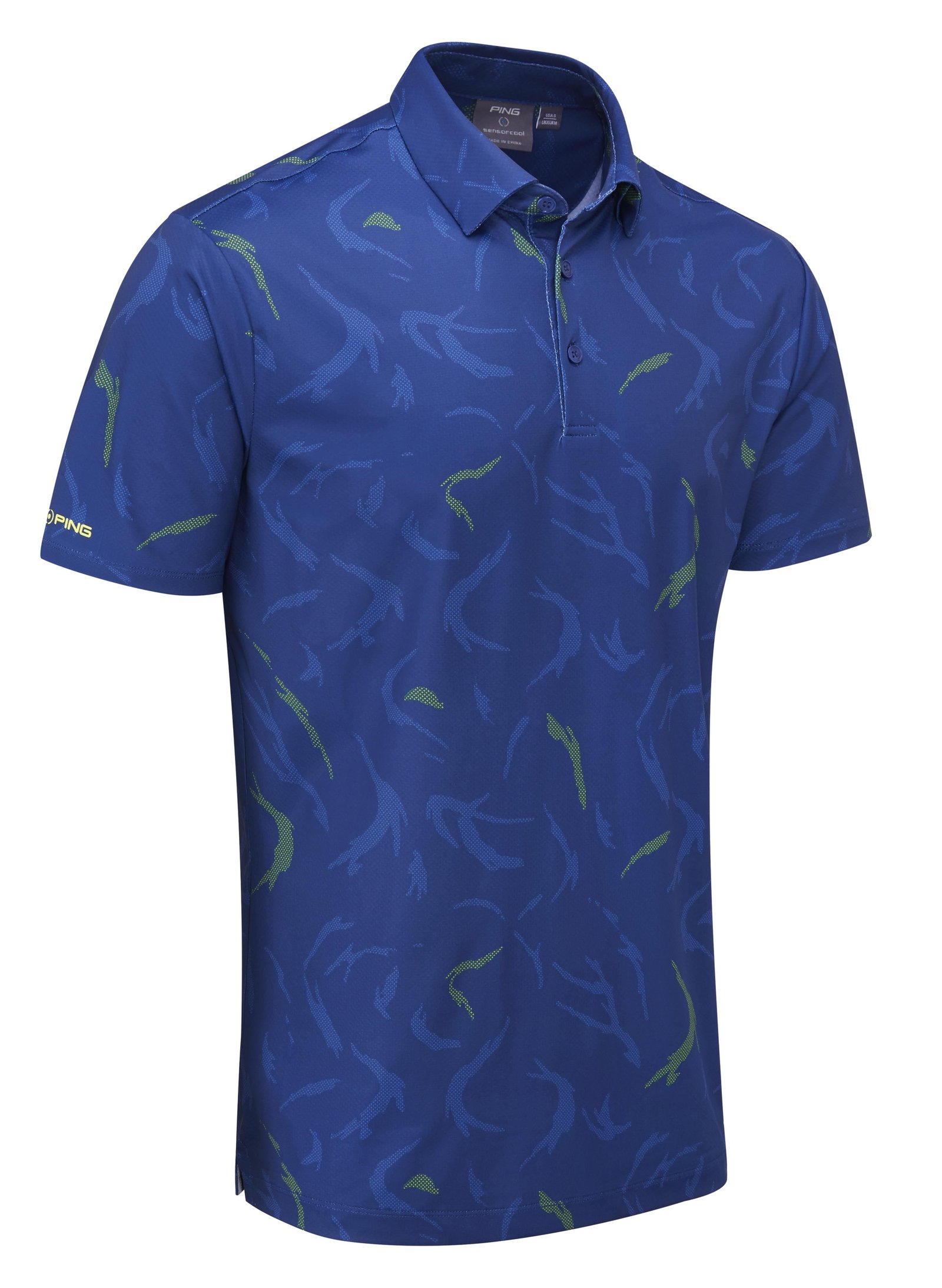 PING Ephron Printed mens polo, inky multi